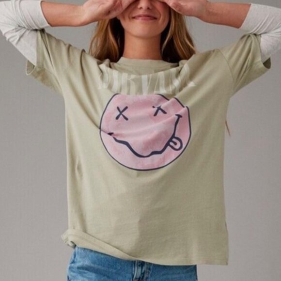 American Eagle AE Band Tee Nirvana Smiley Face Logo T-shirt M - Picture 1 of 14